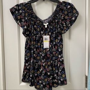 NWT Black Flower Blouse
